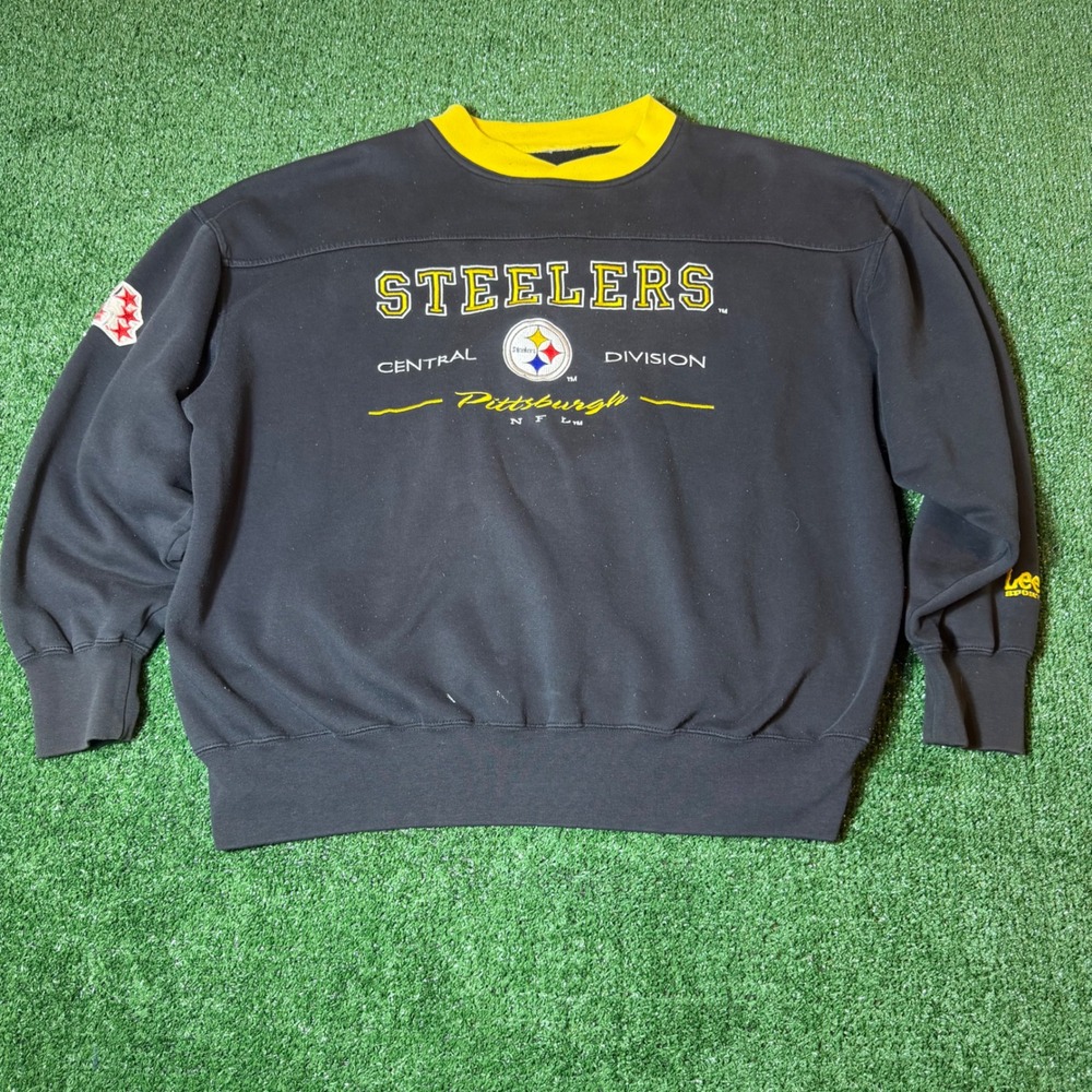 Vintage Lee Sport Pittsburgh Steelers Sweatshirt Black AFC Central Mens XL